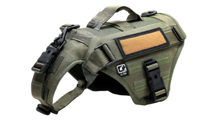 Camouflage dog harness for outdoor adventures isolated on transparent background