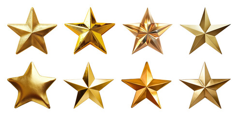 Obraz premium PNG Shiny golden star collection, element set on transparent background