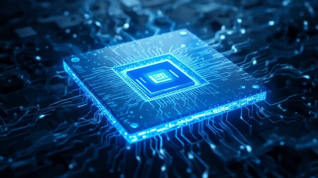 Futuristic Cybernetic System Visualization of Computer Chips and Microprocessors