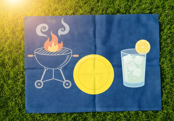 Summer BBQ Picnic Graphic on Green Grass