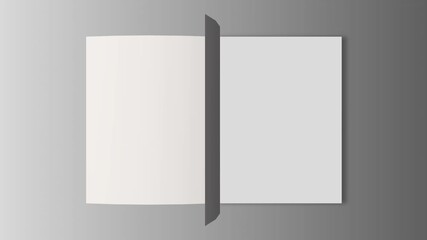 4k 3D Flipping book page curl transition animation being flipped over, Opening book video.