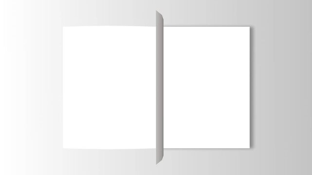 4k 3D Flipping book page curl transition animation being flipped over, Opening book video.