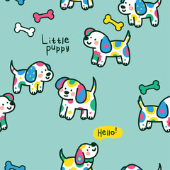 Happy Dogs Seamless Cartoon Pattern Design