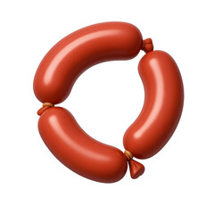 3D Render Close-up of four sausages arranged in a circle, suitable for food, culinary, or meat product marketing.