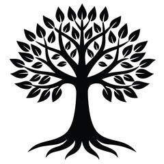 tree with roots  strong foundation         vector