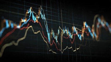 Digital business finance data technology illustration of a stock market chart on a computer screen