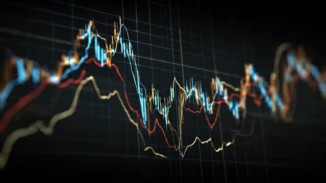 Digital business finance data technology illustration of a stock market chart on a computer screen
