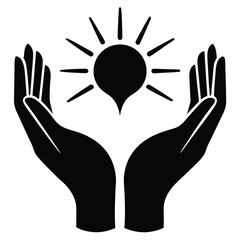 open hands holding light vector icon