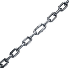 Obraz premium A diagonally placed shiny metal chain against a stark black background
