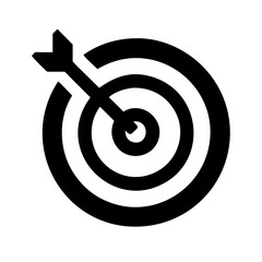 Black and white target icon for accuracy concept