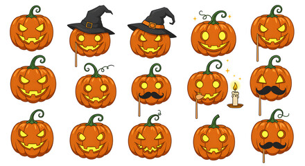 Fototapeta premium halloween pumpkin icon set illustration