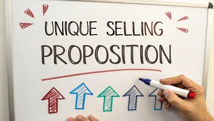 Crafting a Unique Selling Proposition with Arrows and Markers for Business Success and Marketing Strategy