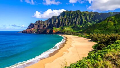 Fototapeta premium Tropical beach with dramatic cliffs
