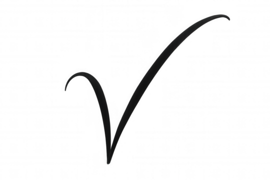 Hand-drawn black check mark icon symbolizing yes, correct, approval, success, and voting against a transparent background