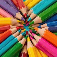 Vibrant Colored Pencils in a Circular Arrangement