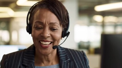 Customer service representative smiles brightly - Powered by Adobe