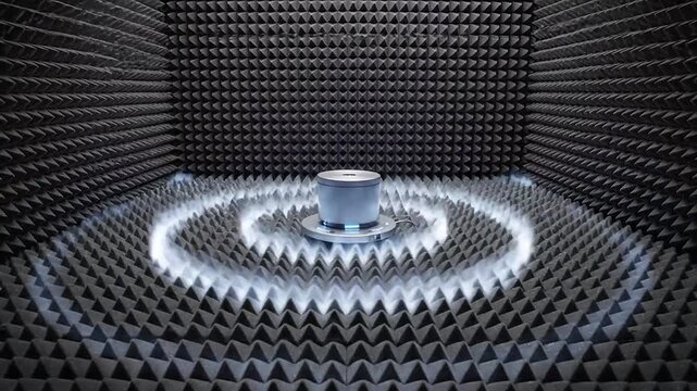 Sound waves emanating from a device in an anechoic chamber