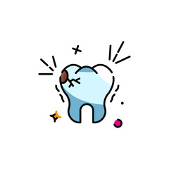 Distressed Tooth With Cavity Isolated on Transparent Background Dental Health Illustration