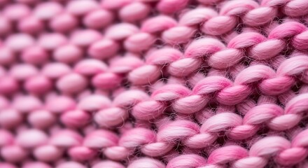Obraz premium Closeup of Cozy Pink Knitted Fabric Texture with Soft and Textured, and Beautiful Pattern.