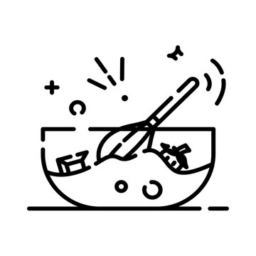 mixing bowl with whisk, black line art clip art preview