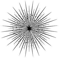 Dynamic sunburst design element with grunge texture for eye-catching graphics and branding