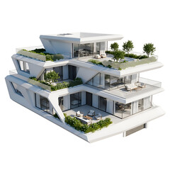 Modern Architecture- Contemporary Building Design with Balconies and Greenery, Stylish Exterior, Minimalist Design, and Luxury Living Spaces