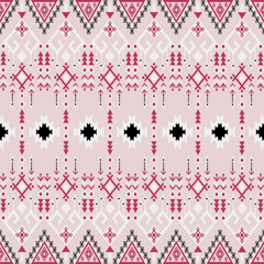 Geometric Ethnic pattern, Native American tribal fabric, tile, carpet, vector, illustration design, on a red-orange  background 