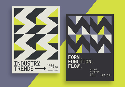 Modern Corporate Poster Design Layout with Bold Geometric Patterns