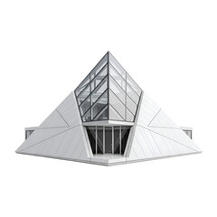 Pyramid Building Architecture Exhibits Modern Design with Glass Facade and Geometric Lines