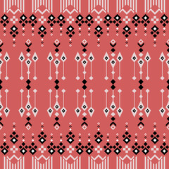 Geometric Ethnic pattern, Native American tribal fabric, tile, carpet, vector, illustration design, on a red-orange  background 
