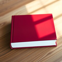 a closed maroon book with a blank cover on a table