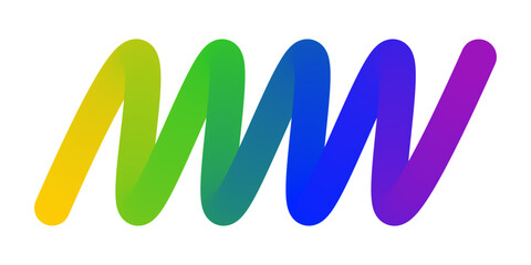 Colorful Gradient Brush Stroke Logo – Abstract MW Scribble in Rainbow Colors on White Background