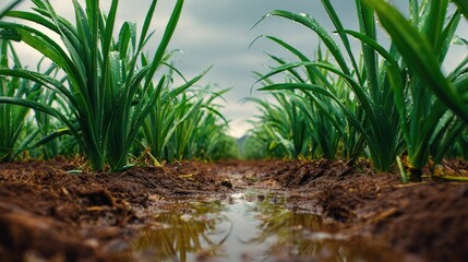 Obraz premium Achira field Greenery After the Rain