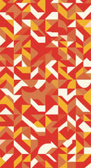 Geometric Abstract Composition with Red Orange and Yellow Triangles.