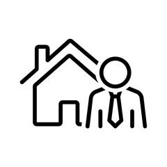 Vector black line icon for Property agent