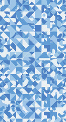 Geometric mosaic of blue shapes creating a visually appealing abstract design.