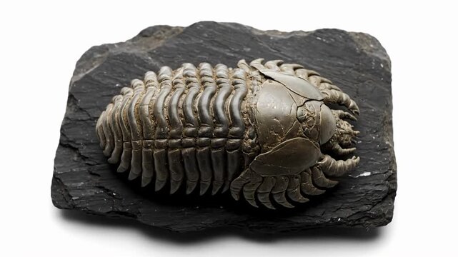 Ancient Trilobite Fossil on Rock Formation Prehistoric Arthropod