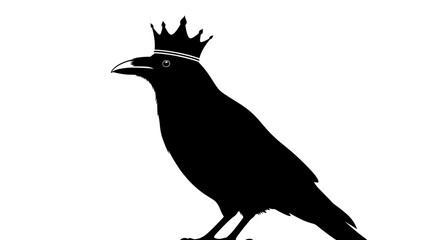 Fototapeta premium Royal Crow: Majestic illustration of a crow adorned with a crown, exuding regal charm and commanding attention.