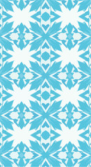 Geometric pattern of repeating shapes in shades of blue and white.