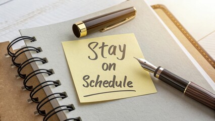 Fototapeta premium Reminder Note on Notebook with a Stylish Pen to Stay Organized and On Schedule for Better Productivity