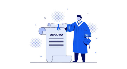 Graduate Celebrating Academic Achievement Presenting Diploma Certificate After Successful Studies