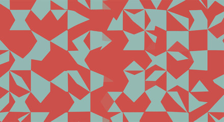 Geometric pattern with red and blue shapes creating abstract design.