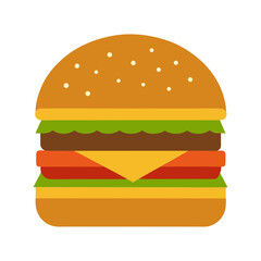 Perfectly Stacked Cheeseburger with Sesame Seeds vector art 