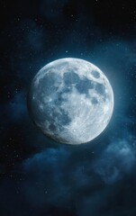 Fototapeta premium Premium Full Moon Night Sky Background with Celestial Lunar Phase, Modern Authentic Design for Inspirational Social Media and Lifestyle Marketing Campaigns