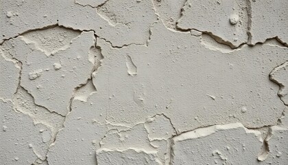 Obraz premium Rough, uneven stucco wall with deep crevices and faded paint, texture, worn