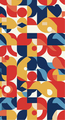 Geometric pattern with vibrant colors and shapes creating a dynamic visual composition 1.