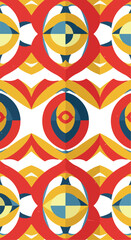Geometric pattern with vibrant colors and symmetrical design elements.