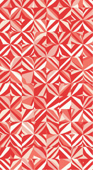 Geometric Red and White Patterned Design with Repeating Shapes.