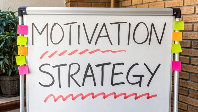 Effective Motivation Strategy on Whiteboard with Colorful Sticky Notes for Business and Personal Growth Needs