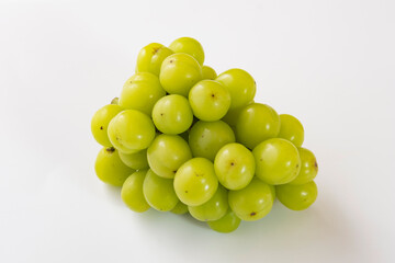 シャインマスカット　白ぶどう　白背景　Shine Muscat White Grapes White Background